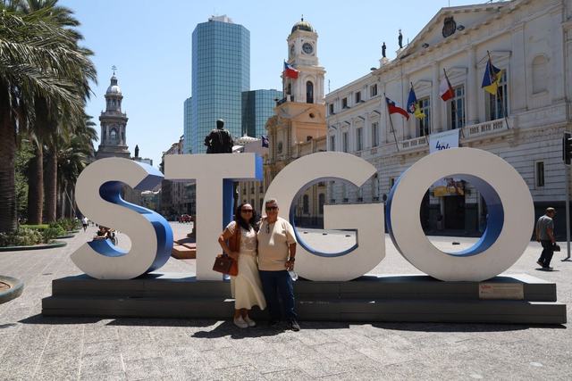 Viajeros en el centro de Santiago